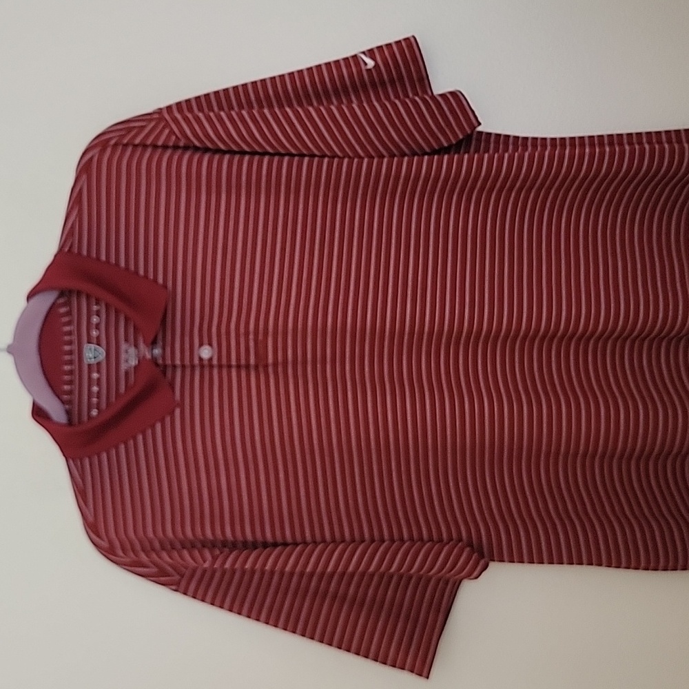 Nike Golf Burgundy Wine Striped Polo Short Sleeve Shirt XL - Picture 3 of 15